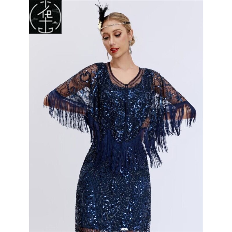 流苏亮片披肩1920s欧美复古盖B茨比舞会派对钉珠晚礼服短款小披肩