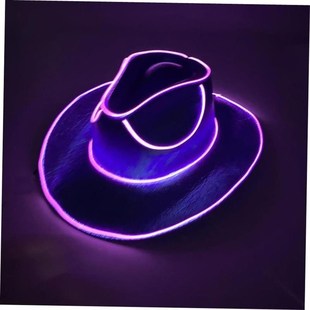 Led Light Disco Glowing Wireless Hat Bride Luminous CowgirlN