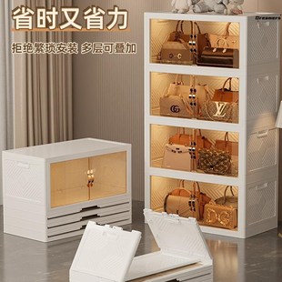 放包包置物架落地透明存放 折叠免安装 包包l收纳柜家用展示架装