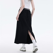 女装 Mardi韩系休闲中长款 半身裙女25早秋新款 a字开叉显瘦鱼尾裙子