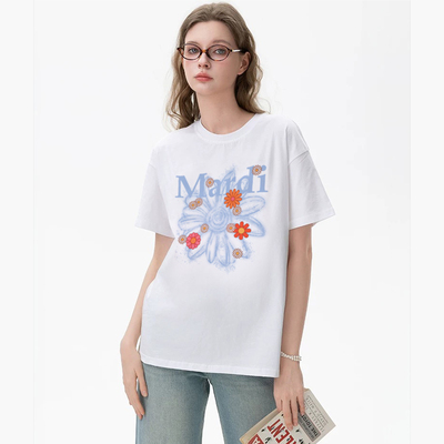 Mardi雏菊花朵晕染印花T恤25夏季