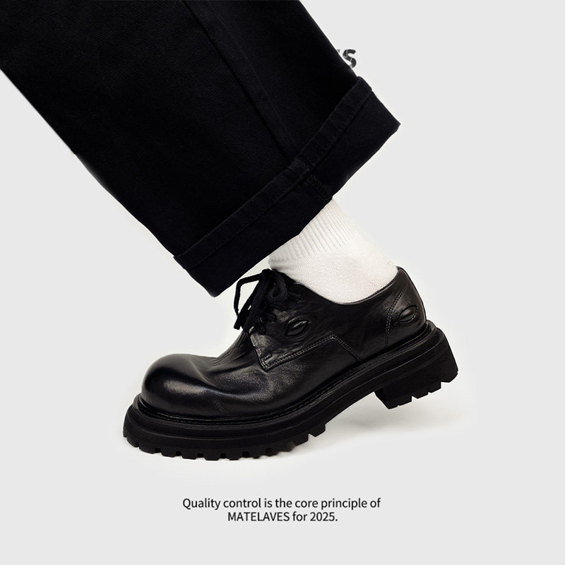 马皮德比鞋男款黑色大头厚底增高猫眼小众设计真皮高级感休闲皮鞋,流行男鞋,休闲皮鞋,淘宝优惠券,粉丝福利购,淘宝优惠卷