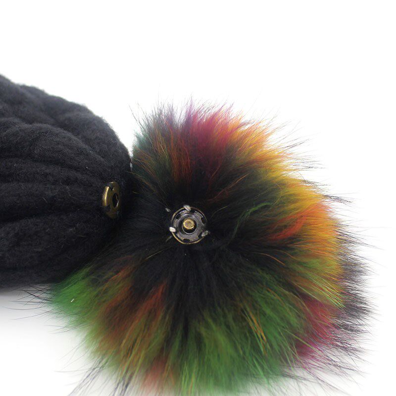 加厚保暖帽子彩色毛球帽 女士套头帽麻花针织毛线帽 亲子款冬帽