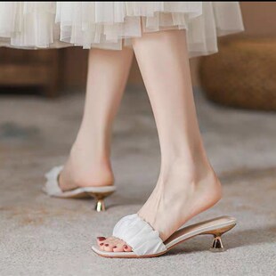 时z尚外穿低跟配裙一字拖鞋 新款 百搭仙女凉 女气质2023夏季 凉拖鞋