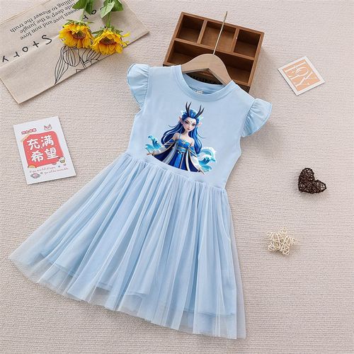 女童夏季纯棉薄款连衣裙小儿童敖润衣服敖丙姑姑T裙子哪吒童装纱