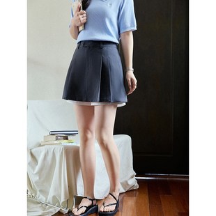 胖mm显瘦A字裙裤 新款 学院风压褶高腰半身裙y2025夏季 夏大大大码