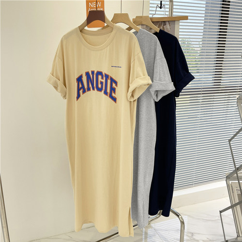 韩国风孕妇夏装上衣m短袖长款t恤裙夏季薄款宽松大码中长款连衣裙