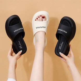 超火厚底显脚小拖鞋 洋气仙女风配裙高级感一字沙滩 女夏20u25新款