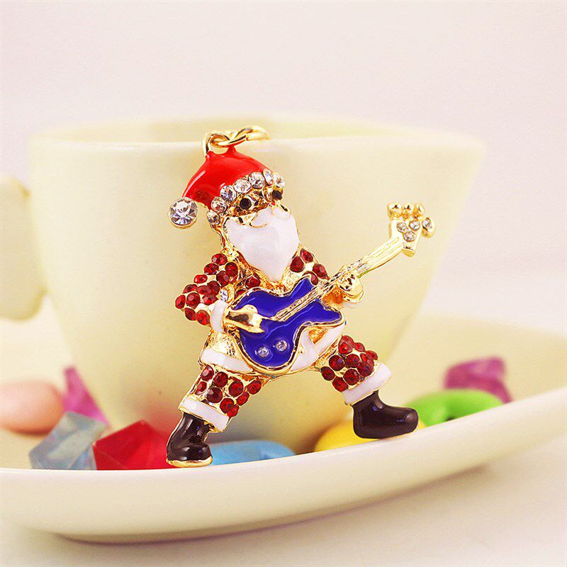 圣诞节圣诞吉他老人钥匙扣女包配饰挂件钥匙链送女友包扣包挂750