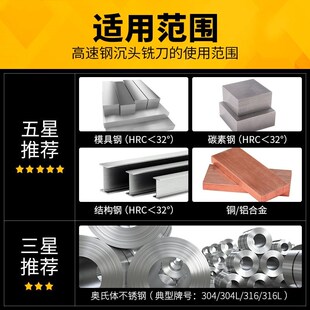 沉头铣刀M3锪钻M4平底M5r沉头孔M8钻M6刀具M12螺丝M10沉孔螺栓拔