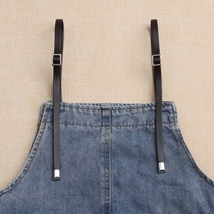 带子百搭 吊带女两根窄细1cmC两面皮黑色棕色背带裤 新品 背带裙