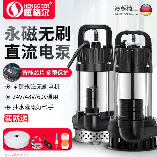 高扬程直流潜水泵12V24V48V60V伏家用电瓶车抽水泵农用灌溉抽水机