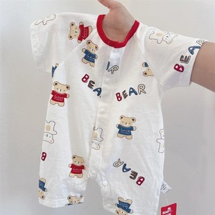 夏装 x薄款 爬服睡衣新生儿男女宝宝衣 哈衣纯棉夏季 婴儿连体衣短袖