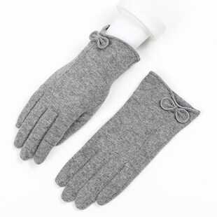 秋冬季新款韩版触屏羊毛羊绒手套女分指韩版可爱加绒保暖厂家