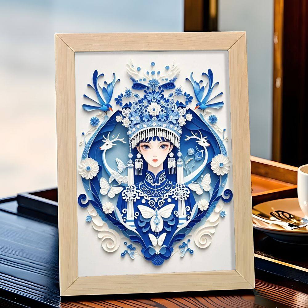 非遗传统文化蜡染相框家居玄关摆台相片纸打印图片装饰摆件新中式