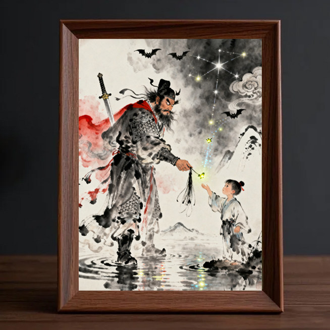钟馗护子图挂画摆件天师钟馗