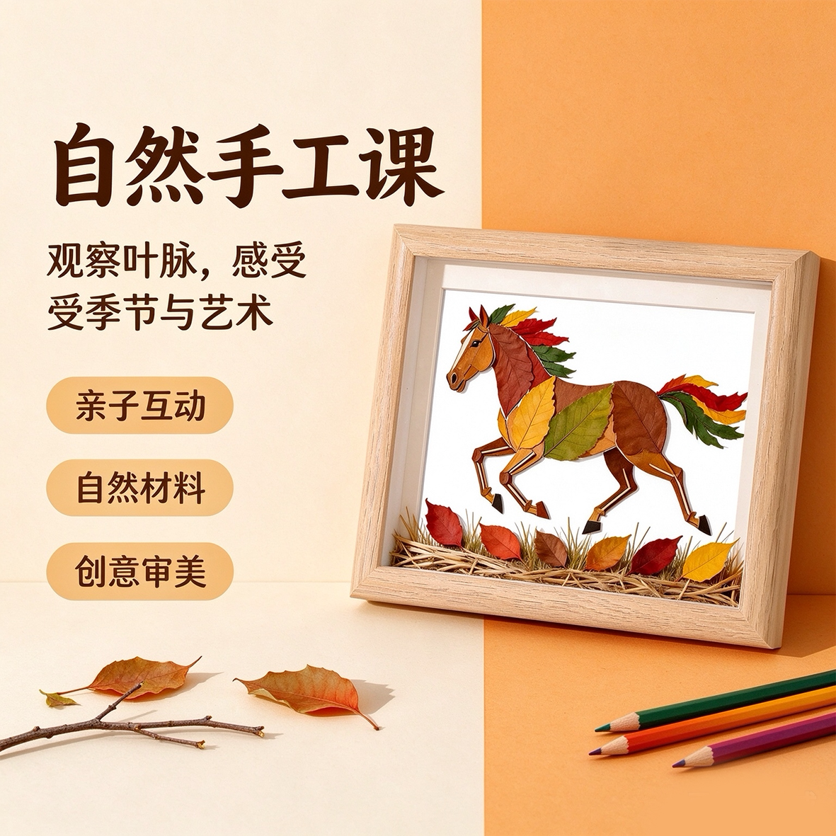 拾秋落叶骏马标本画马到成功