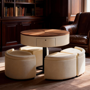 芙欧堡高档实木麻将机可收纳书桌新中式棋牌桌餐桌一体两用麻将桌