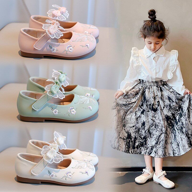 儿童皮鞋2024春秋新款宝宝古装鞋子软底小女孩公主单鞋女童汉服鞋
