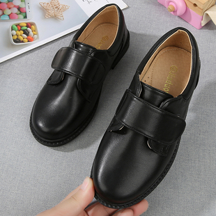 儿童合唱演出礼物仪鞋 学生上学专用校鞋 英伦风单 男童正装 黑色皮鞋