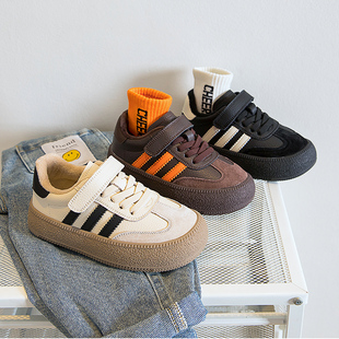 真皮儿童德训鞋2023秋冬新款加绒男童运动鞋软底女童板鞋二棉鞋子