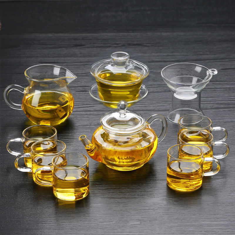 耐热玻璃茶具套装功夫茶泡茶壶透明过滤红茶泡茶器茶碗公杯子家用