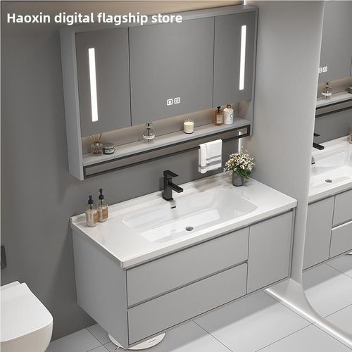 好鑫卫浴柜陶瓷集成盆洗手盆柜组合40cm宽新型卫浴卫浴柜洗手台