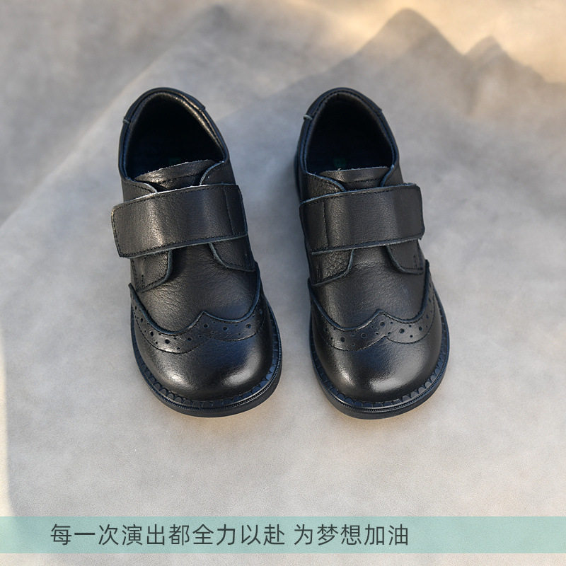 男童小黑皮鞋真皮软底儿童西装配皮鞋英伦风男孩演出鞋春秋款男宝