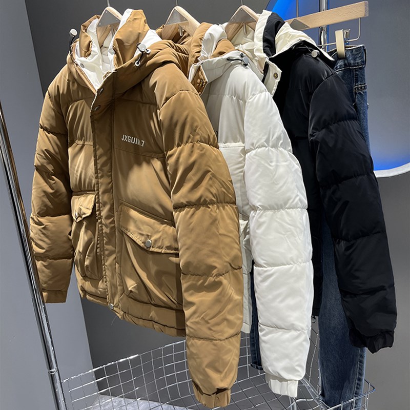 工装卫衣服男士短款冬季2023新款潮牌连帽加厚外套男冬装保暖外套