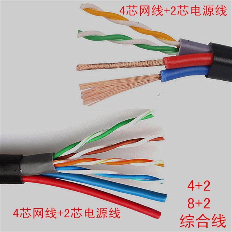 4+2网络综合线8+2网线带电源线一D体线4芯8芯监控高清摄像头复合