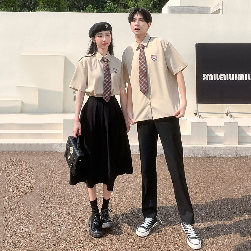 情侣装夏季衬衫裙子套装高中生高三毕业照学院风初中生成人礼班服
