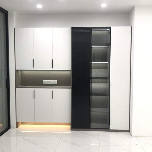 上海窄边框轻奢酒柜书柜平开门钢化玻璃衣柜衣帽间柜Y子推拉门定