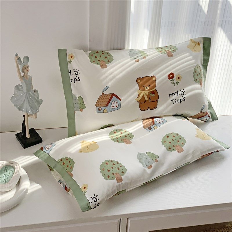 60支卡通印花全棉儿童枕套乳胶枕头套3555宝宝学生枕罩可爱纯棉