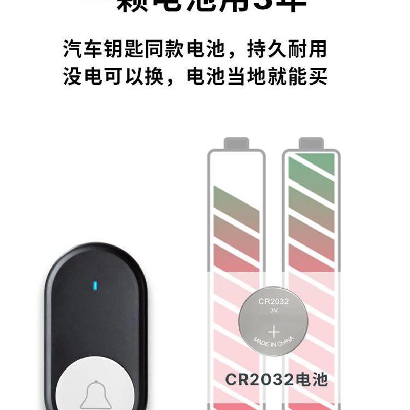 牧锐门铃无线家用超远距离免打y孔一拖二个性创意叮咚防盗门响铃
