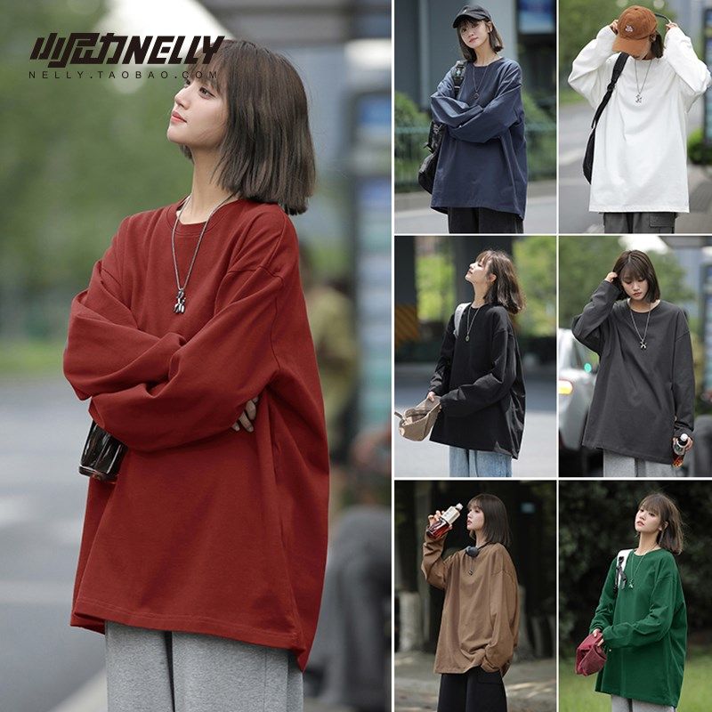 长袖t恤男夏季薄款纯棉宽松2024新款秋季体恤打底衫黑色港风百搭