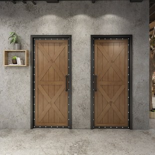 工业风铁艺实木门复古酒吧餐厅厨房隔音包厢仓库卫生间厕所门定制