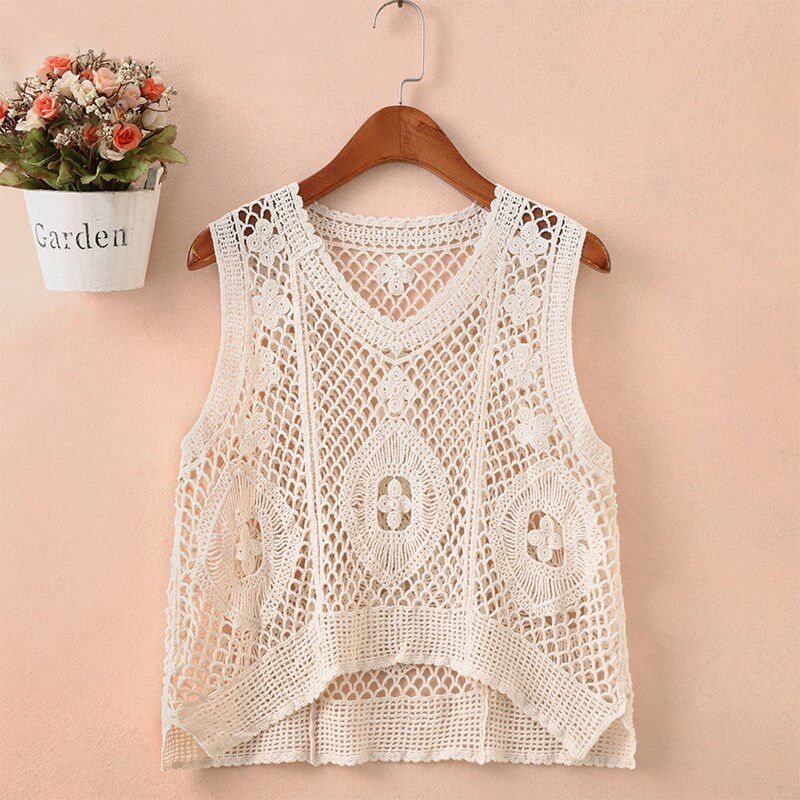 马甲女薄款夏季镂空钩花无袖外搭小背心春秋新中式小个子外穿马夹