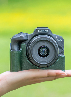 摄侣适用佳能R10r50真皮保护套r50vr5r6相机包微单反R6二代V1底座RPr7相机套r8复古r100牛皮斜跨肩带真皮配件