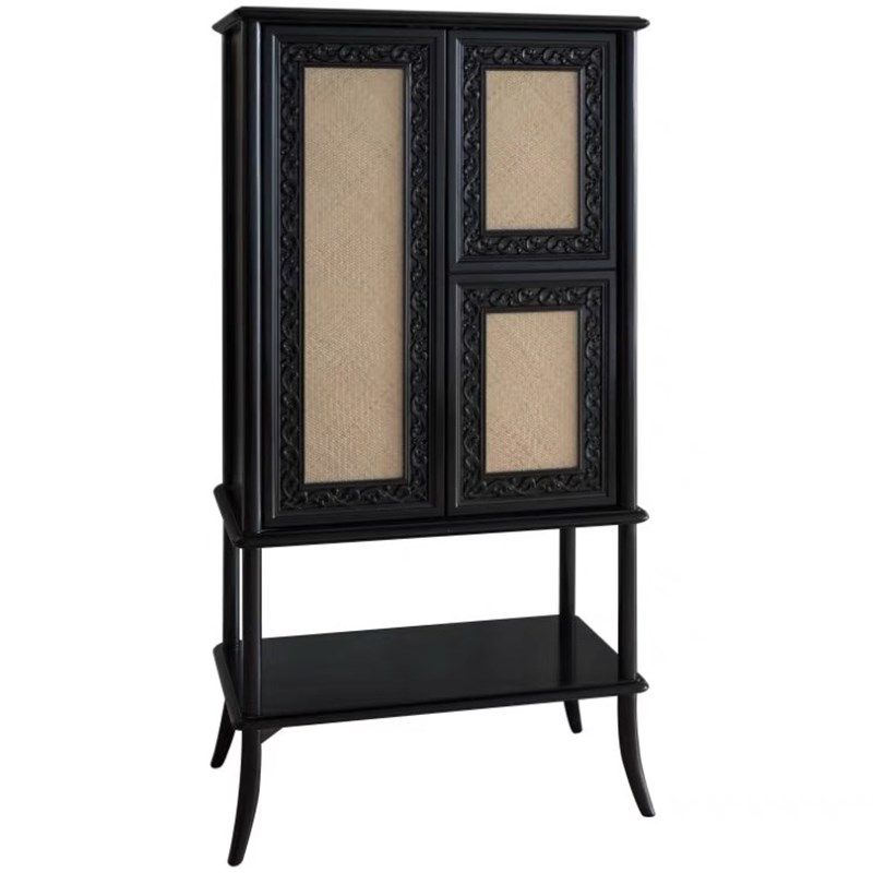 法式美式实木中家具实木圆形餐桌黑色藤艺装饰柜实木储物柜可定制,住宅家具,板木餐桌,淘宝优惠券,粉丝福利购,淘宝优惠卷