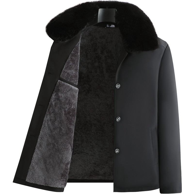 爸爸冬装外套中年男士加绒加厚夹克衫爷爷秋冬款棉服中老年人棉衣