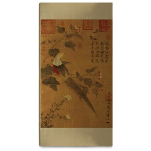 金箔漆画芙蓉锦k鸡图宋徽宗花鸟中式文艺挂画客厅书房玄关装饰画