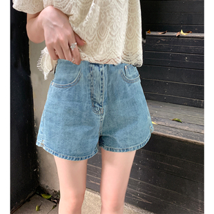 孕妇牛仔短裤子女夏季薄款外穿蓝色打底裤托N腹宽松阔腿裤三分热