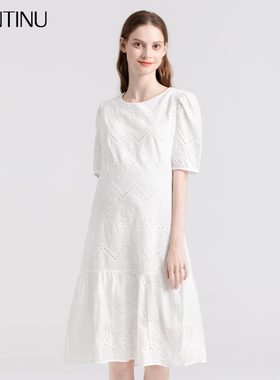 孕妇连衣裙2025新款女夏季x法式显瘦白色高级感大码小个子a字裙子