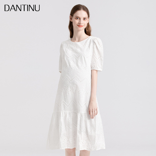 孕妇连衣裙2025新款女夏季x法式显瘦白色高级感大码小个子a字裙子