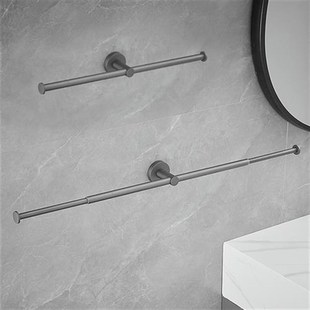 1VPR灰色浴室拖鞋架壁挂式免打孔卫生间放M拖鞋架子不锈钢伸缩毛