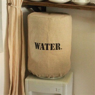 饮水机套饮水机罩纯净水桶套防尘防晒棉E麻WATER简洁素雅定制LOGO