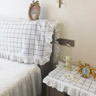 田园荷叶花边f公主风床头罩床头套床头盖巾床靠背防尘万能保护罩