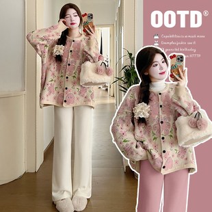 秋冬款2b023新款孕妇装套装孕妇上衣毛衣连衣裙阔脚裤外套两件套