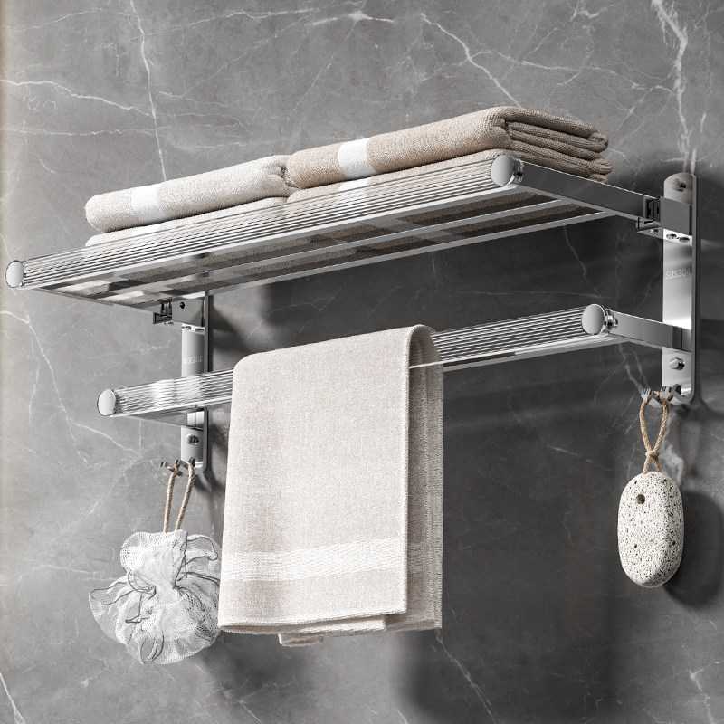 轻奢风压克力浴巾架免打孔化妆室毛巾架置物架壁挂厕所收纳层架银,家装主材,浴巾架/毛巾架,淘宝优惠券,粉丝福利购,淘宝优惠卷