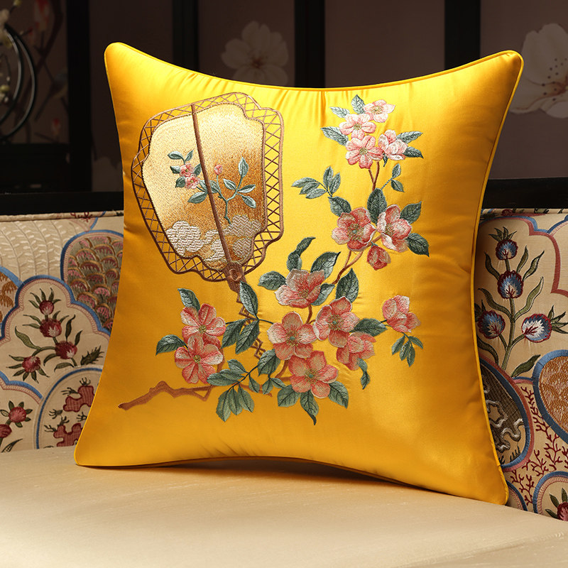 新中式抱枕红木沙发靠垫中国风z客厅椅子腰靠床头大靠背垫刺绣枕